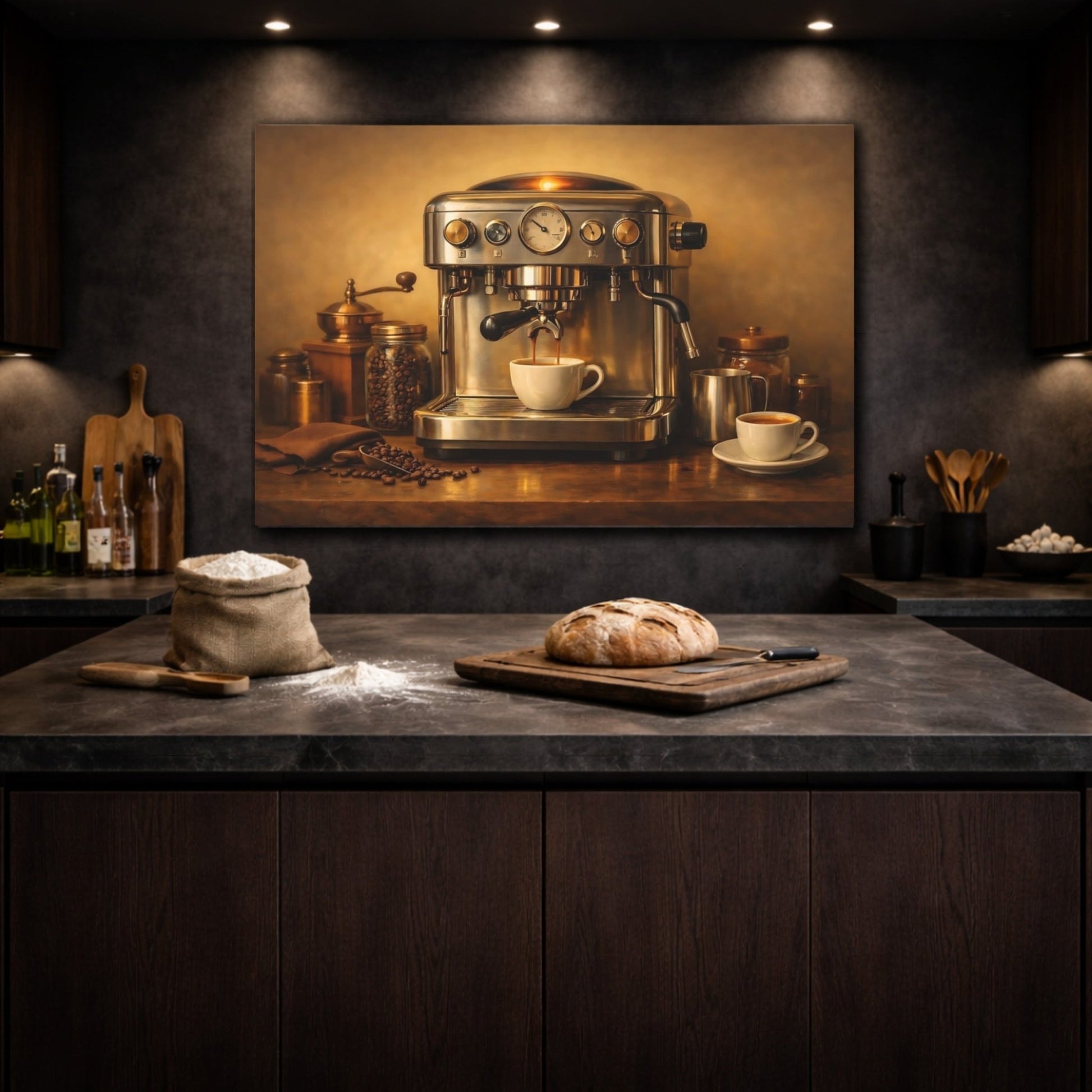 Vintage Espresso Machine Coffee Still Life - Canvas Wall Art Print - YesArtYes