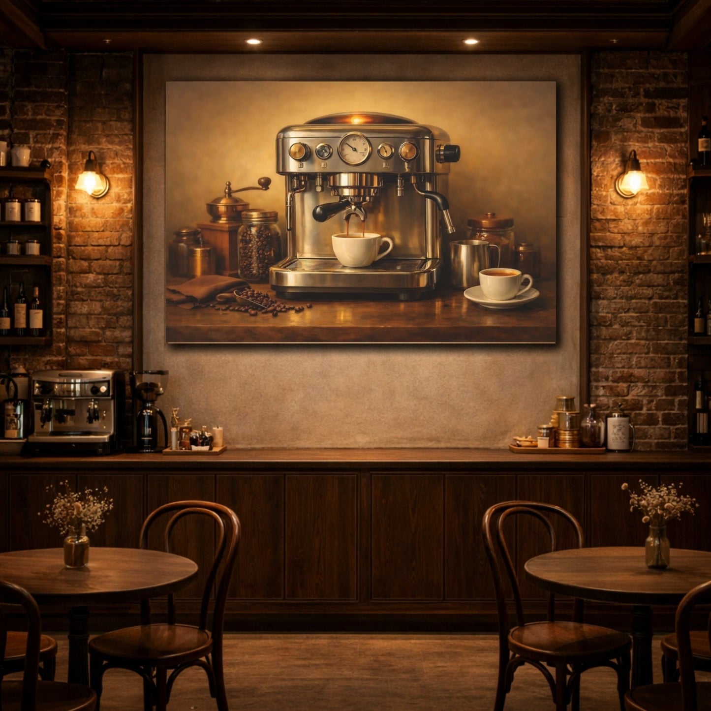 Vintage Espresso Machine Coffee Still Life - Canvas Wall Art Print - YesArtYes