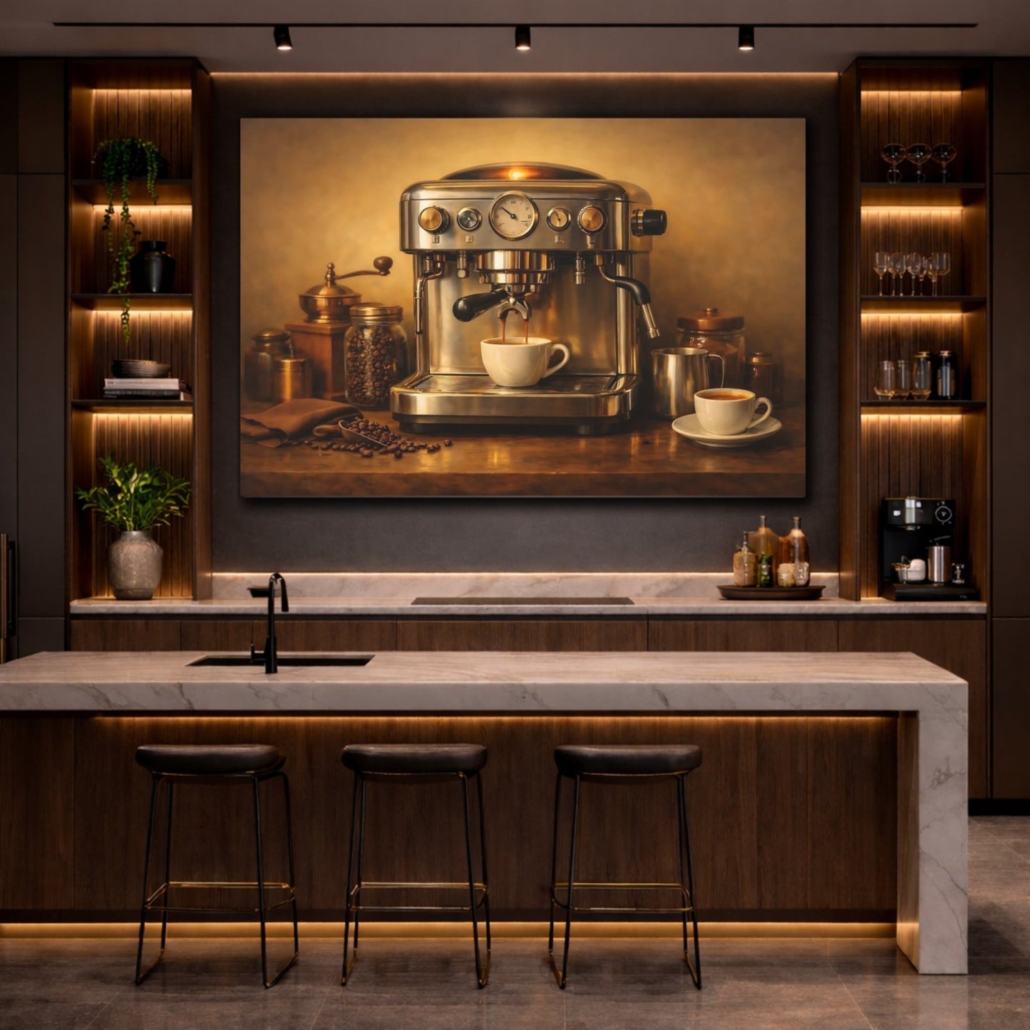 Vintage Espresso Machine Coffee Still Life - Canvas Wall Art Print - YesArtYes