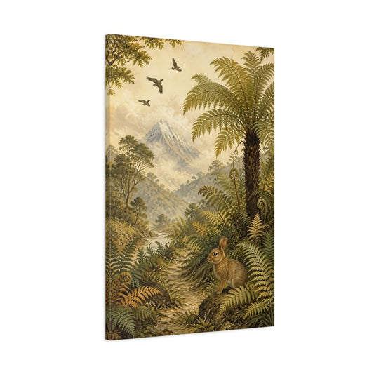 Vintage Expedition Field Painting Style Rabbit Canvas Wall Art Print – Realistic Living Room, Above Console Table - YesArtYes