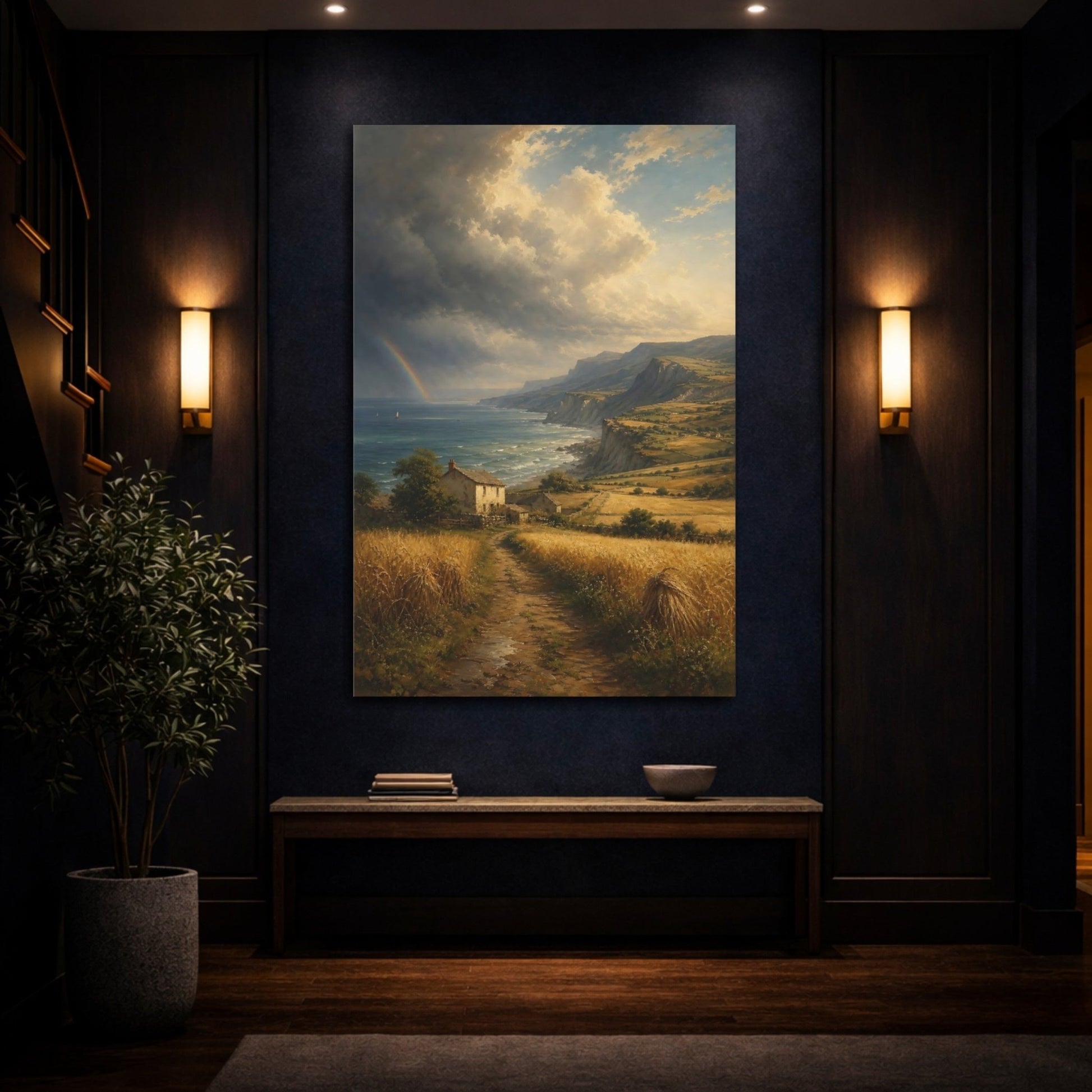 Vintage Expedition Field Painting Style Storm Canvas Wall Art Print – Traditional Living Room, Above Console Table - YesArtYes