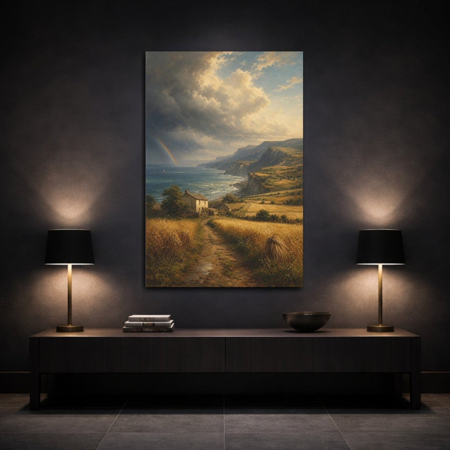 Vintage Expedition Field Painting Style Storm Canvas Wall Art Print – Traditional Living Room, Above Console Table - YesArtYes