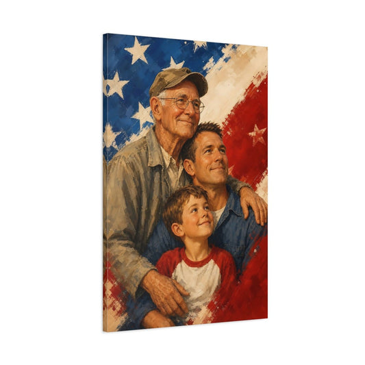 Vintage Family Portrait Red White Blue Canvas Print – Painterly Decor for Living Room, Above Couch - YesArtYes