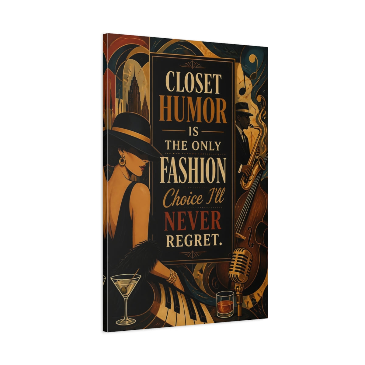 Main Mockup. Vintage Fashion Quotes shown as canvas print