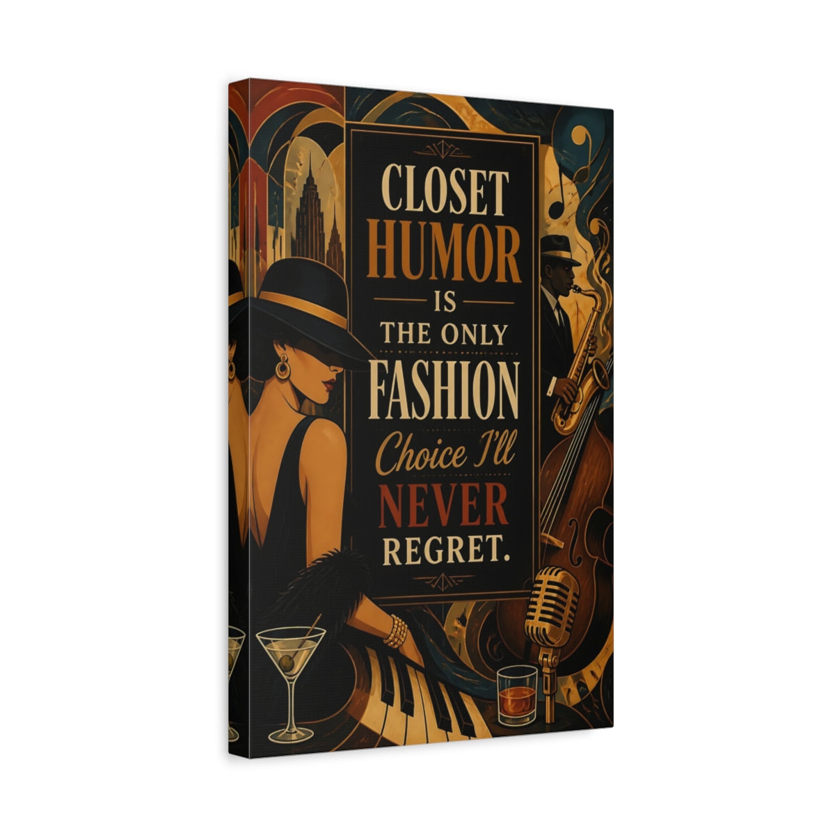 Side Mockup 4. Vintage Fashion Quotes shown as canvas print