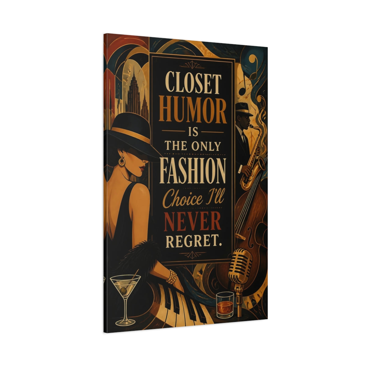 Side Mockup 1. Vintage Fashion Quotes shown as canvas print