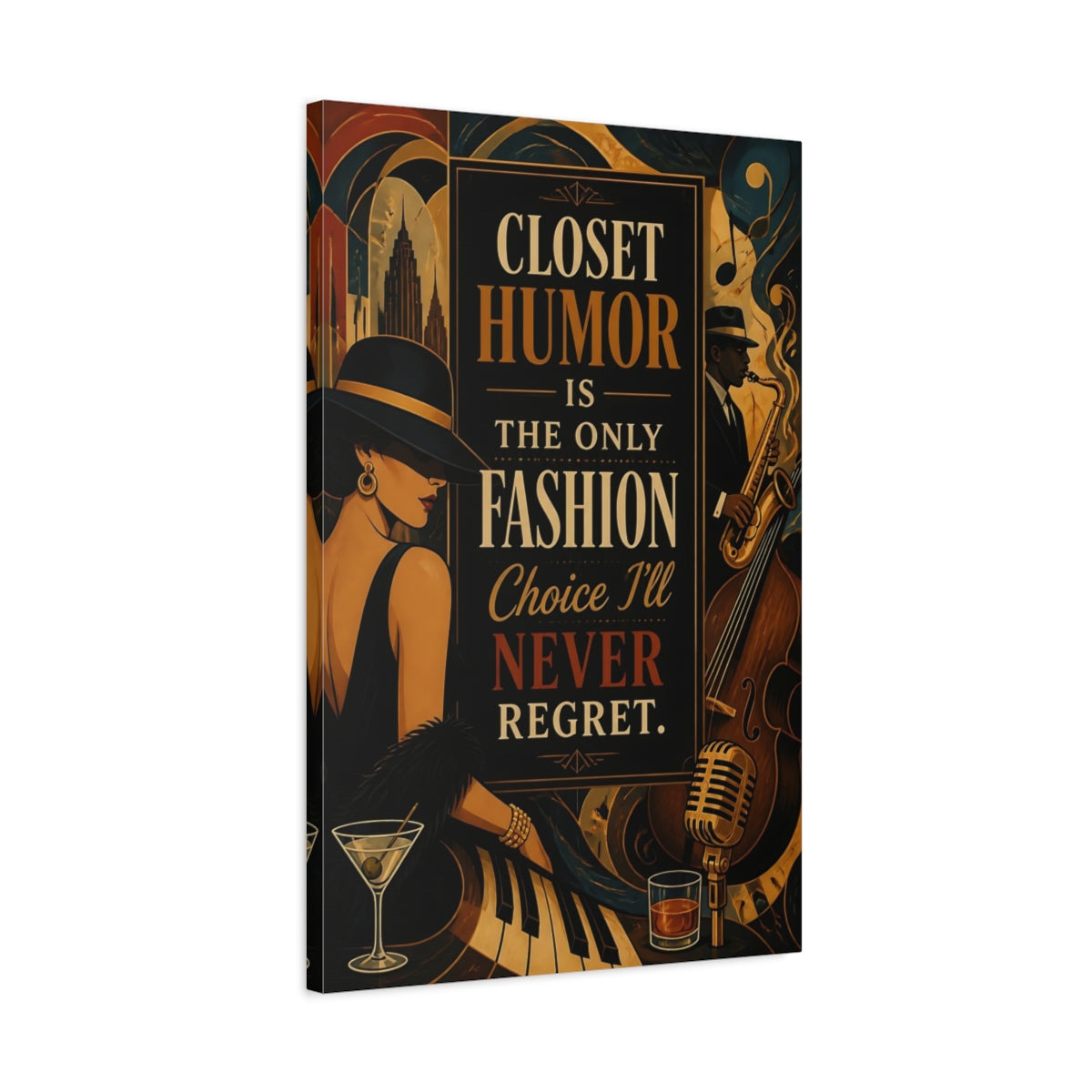 Side Mockup 2. Vintage Fashion Quotes shown as canvas print