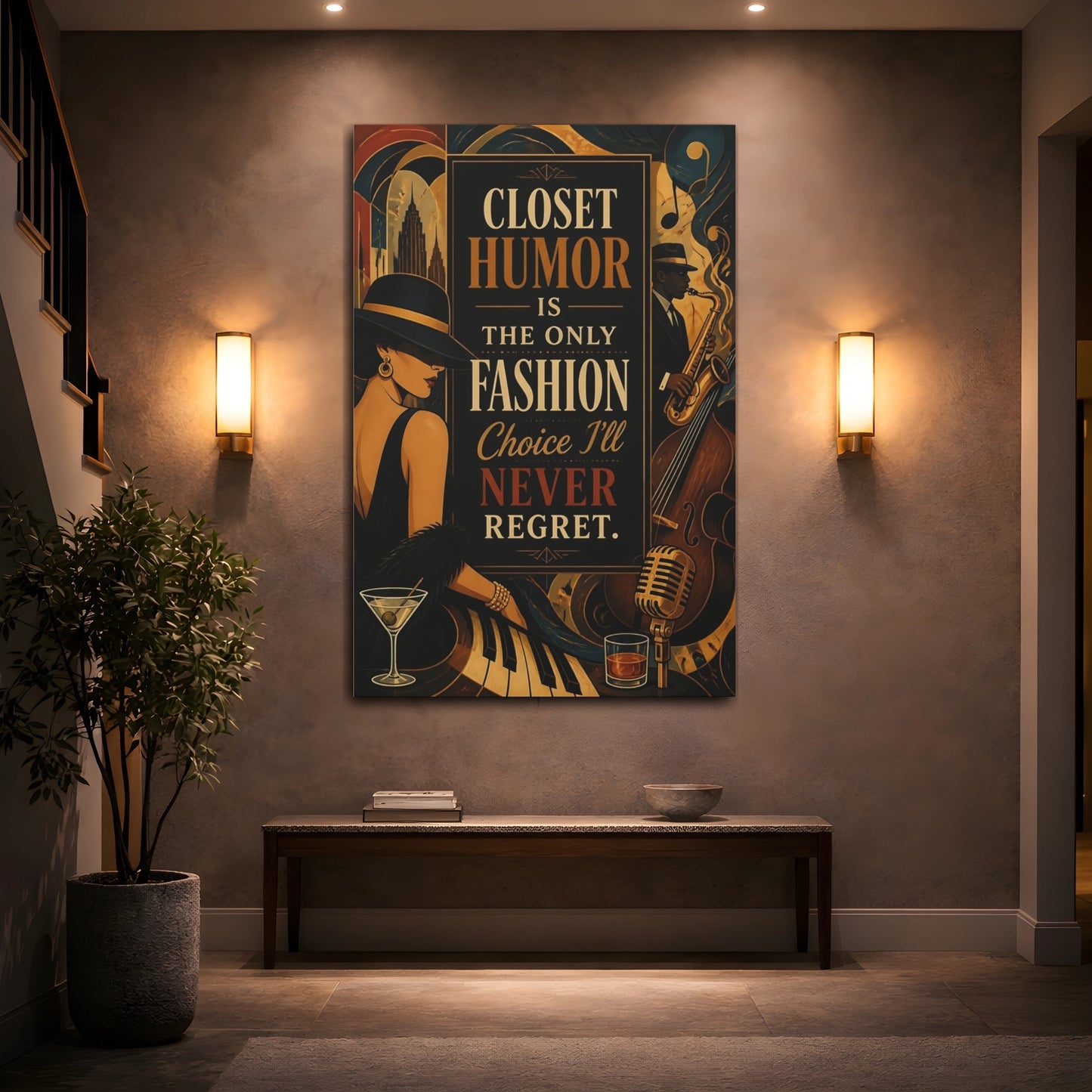 Mockup 2. Vintage Fashion Quotes shown as canvas print