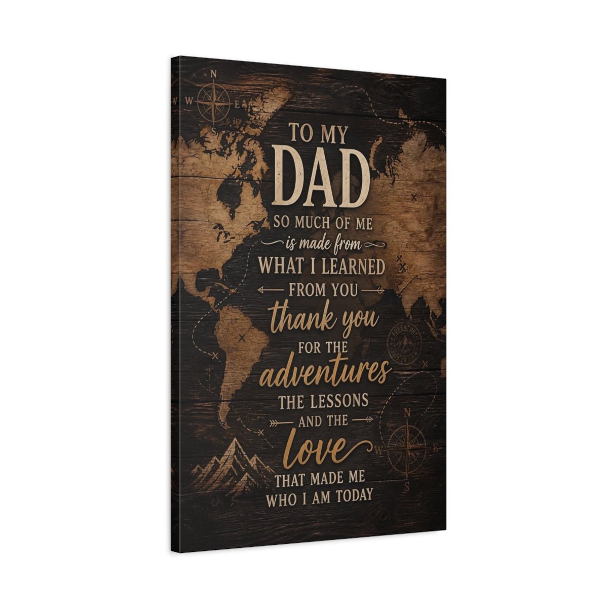 Vintage Father S Message Brown And Canvas Print – Living Room, Above Sofa, - YesArtYes