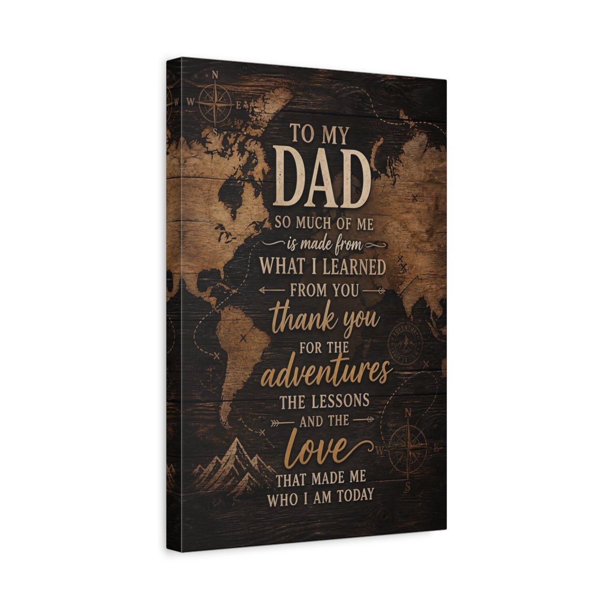 Vintage Father S Message Brown And Canvas Print – Living Room, Above Sofa, - YesArtYes