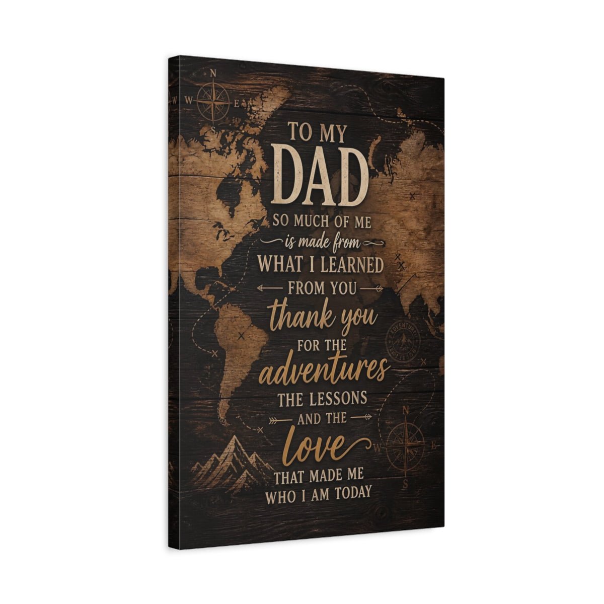 Vintage Father S Message Brown And Canvas Print – Living Room, Above Sofa, - YesArtYes