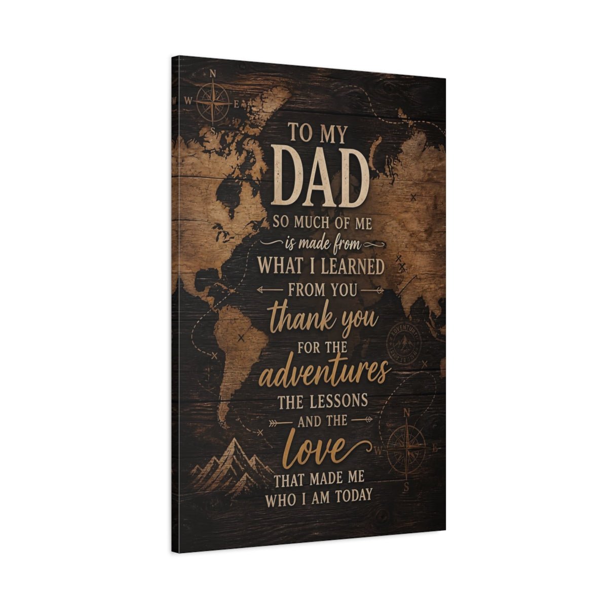 Vintage Father S Message Brown And Canvas Print – Living Room, Above Sofa, - YesArtYes