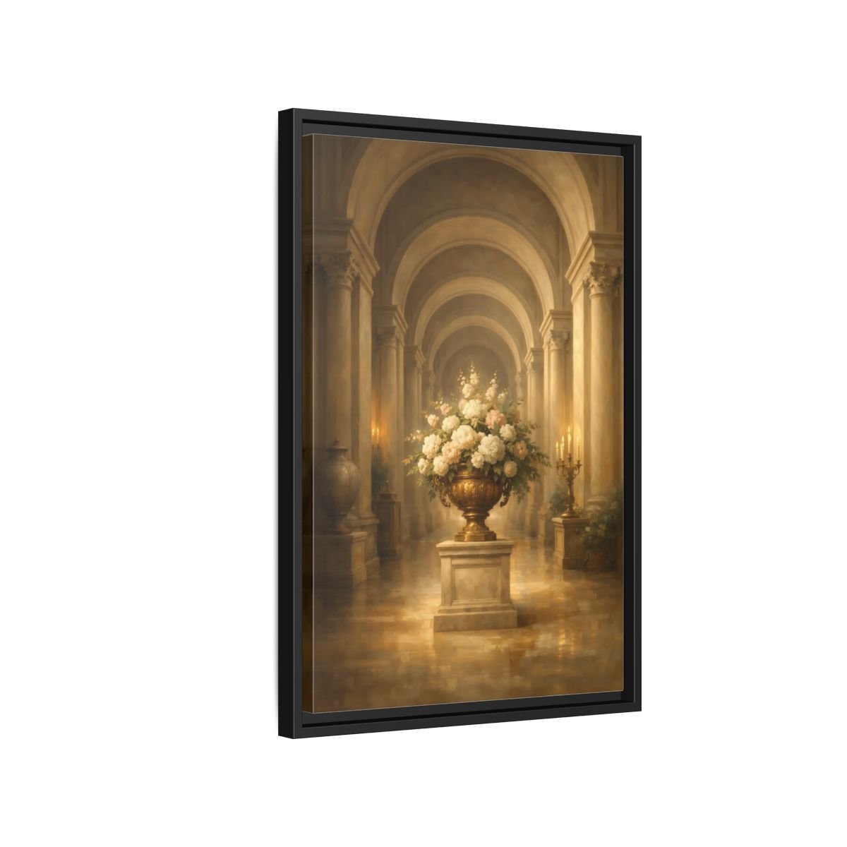 Vintage Floral Arrangement Gold - Framed Canvas Wall Art Print - YesArtYes