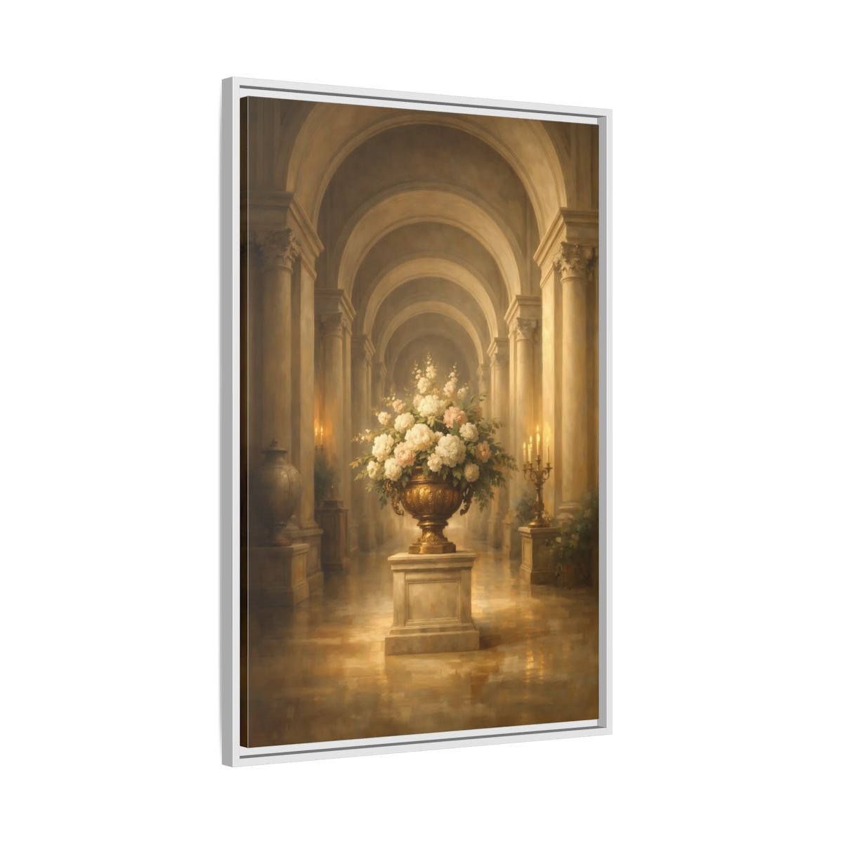 Vintage Floral Arrangement Gold - Framed Canvas Wall Art Print - YesArtYes