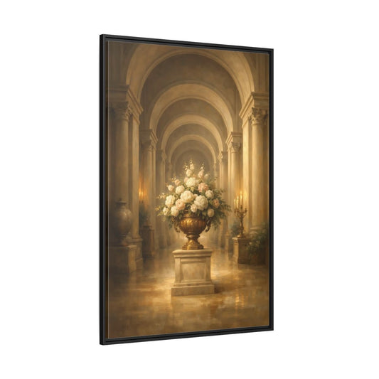 Vintage Floral Arrangement Gold - Framed Canvas Wall Art Print - YesArtYes