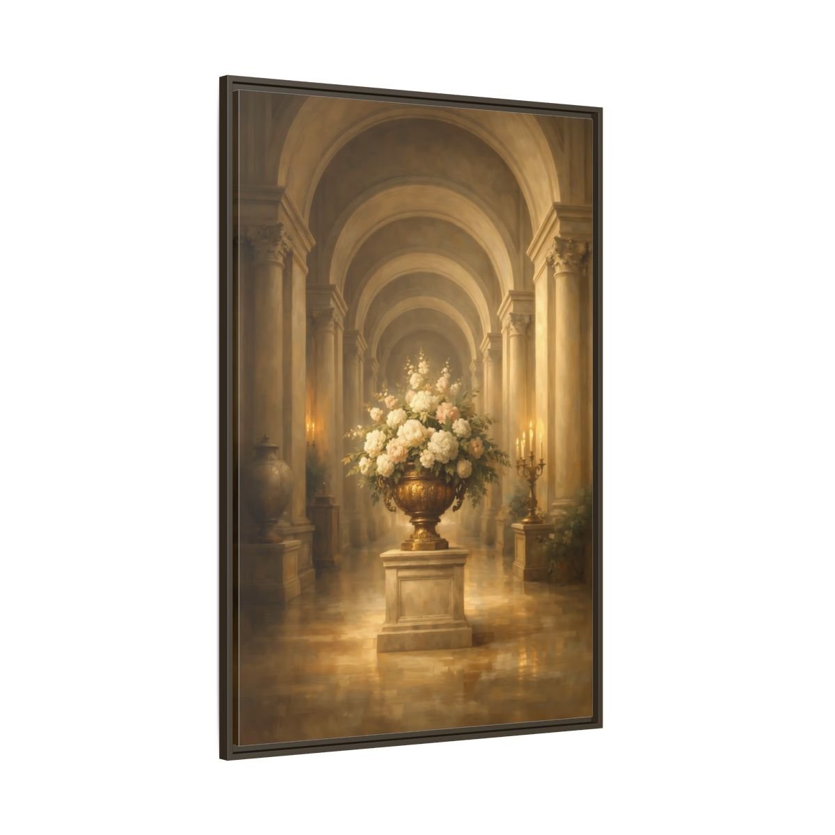Vintage Floral Arrangement Gold - Framed Canvas Wall Art Print - YesArtYes