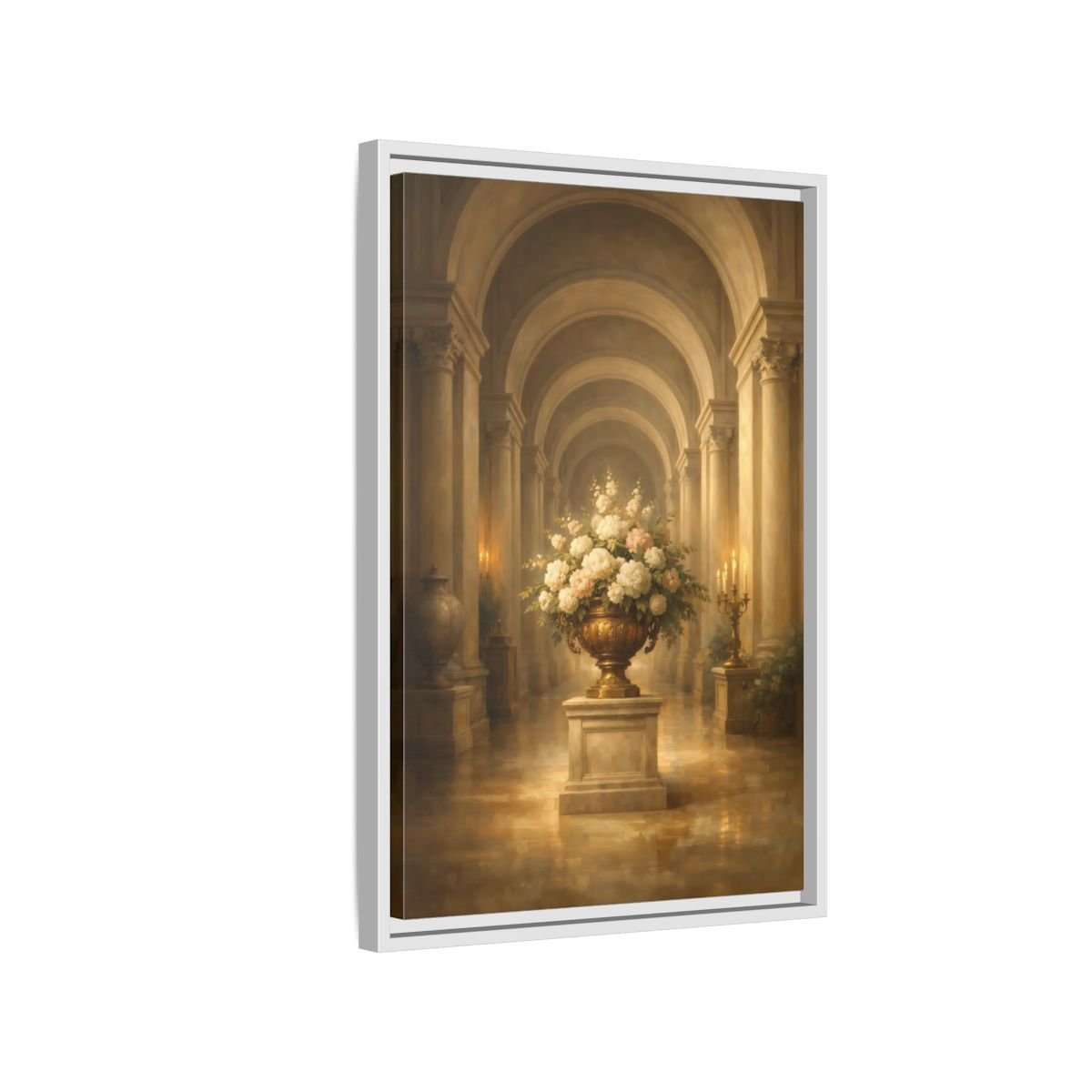 Vintage Floral Arrangement Gold - Framed Canvas Wall Art Print - YesArtYes