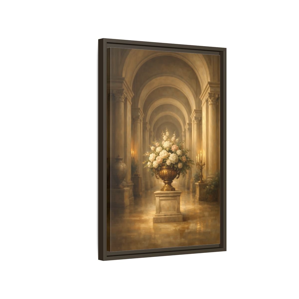 Vintage Floral Arrangement Gold - Framed Canvas Wall Art Print - YesArtYes