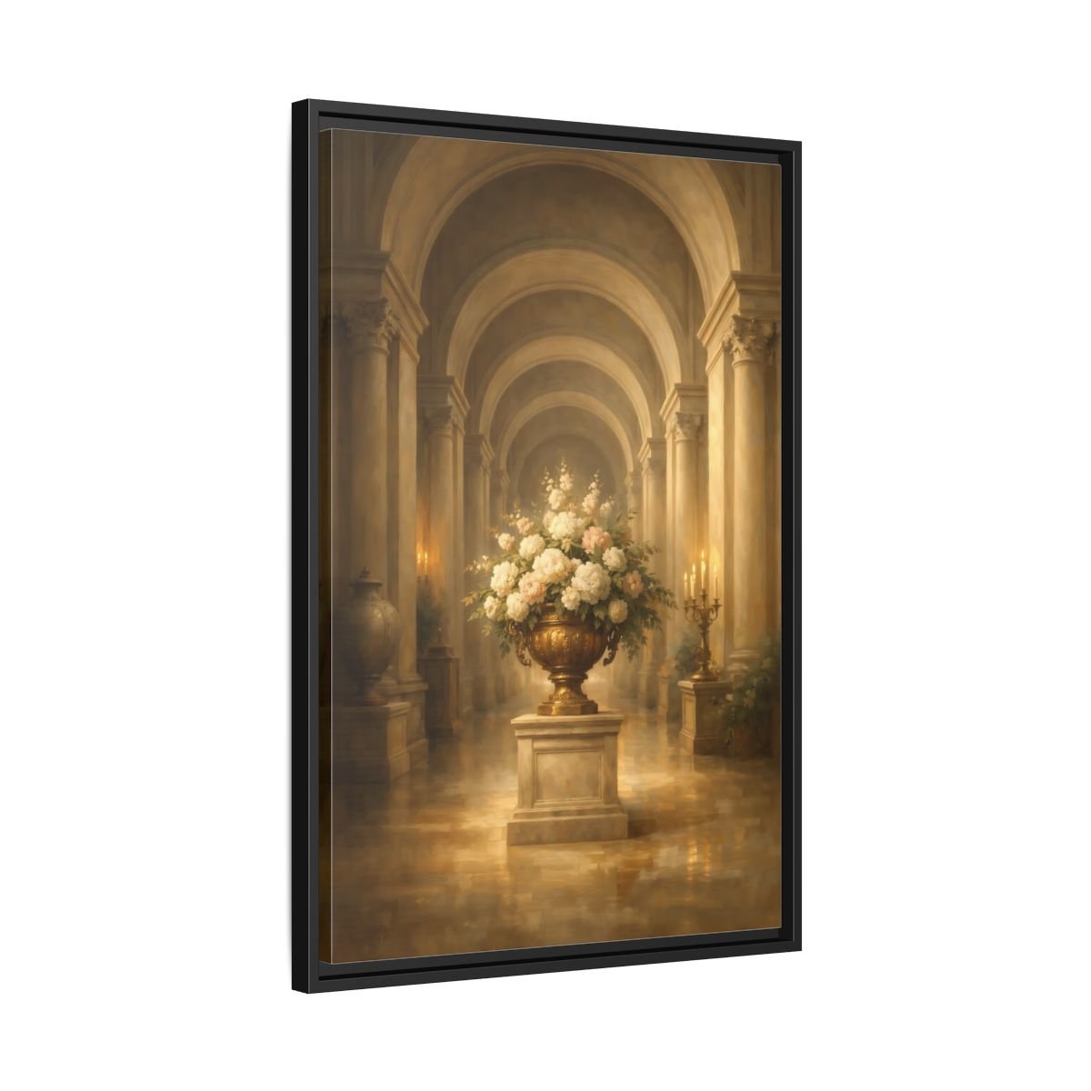 Vintage Floral Arrangement Gold - Framed Canvas Wall Art Print - YesArtYes