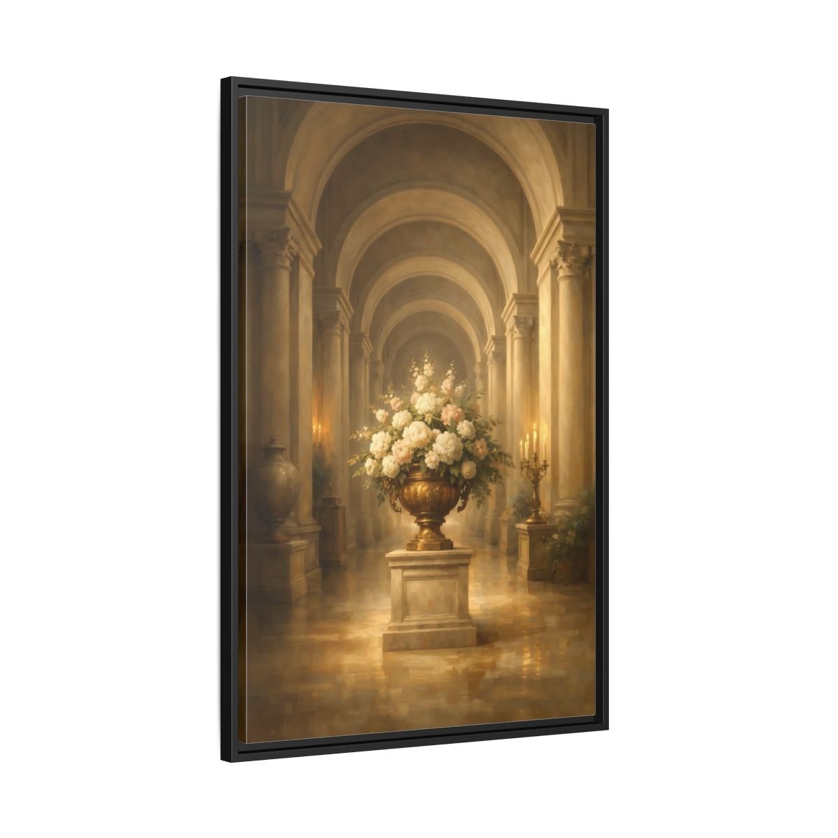 Vintage Floral Arrangement Gold - Framed Canvas Wall Art Print - YesArtYes