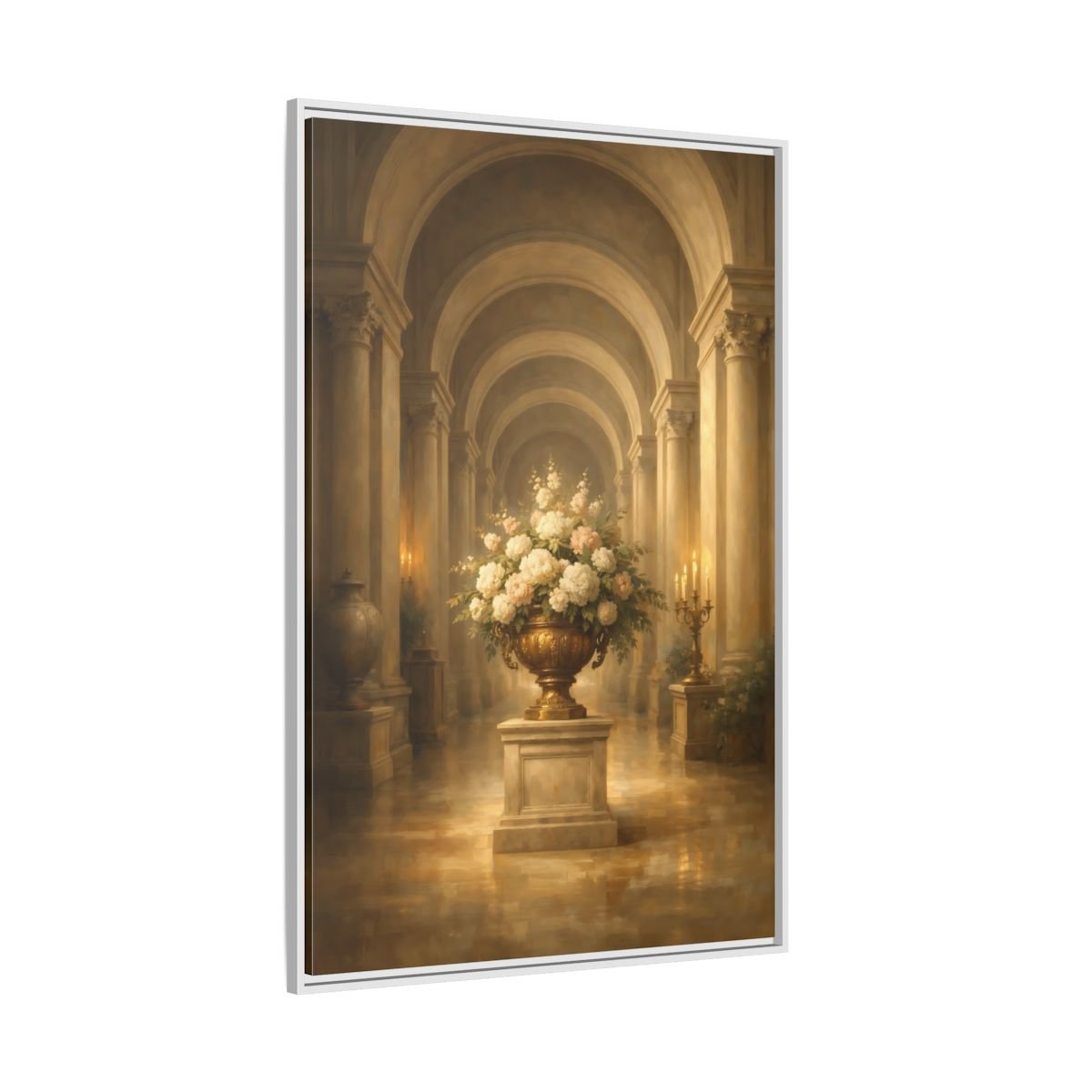 Vintage Floral Arrangement Gold - Framed Canvas Wall Art Print - YesArtYes