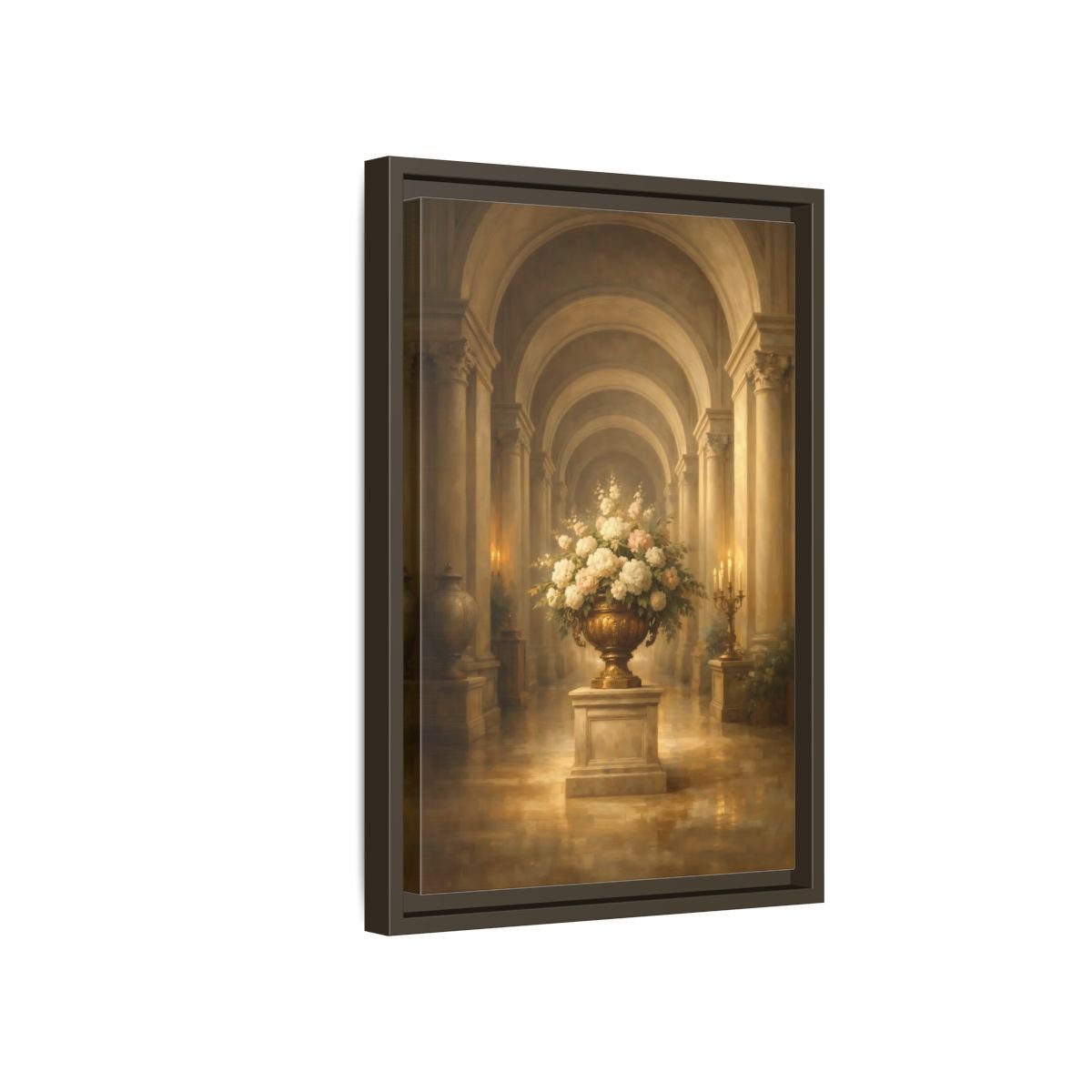 Vintage Floral Arrangement Gold - Framed Canvas Wall Art Print - YesArtYes