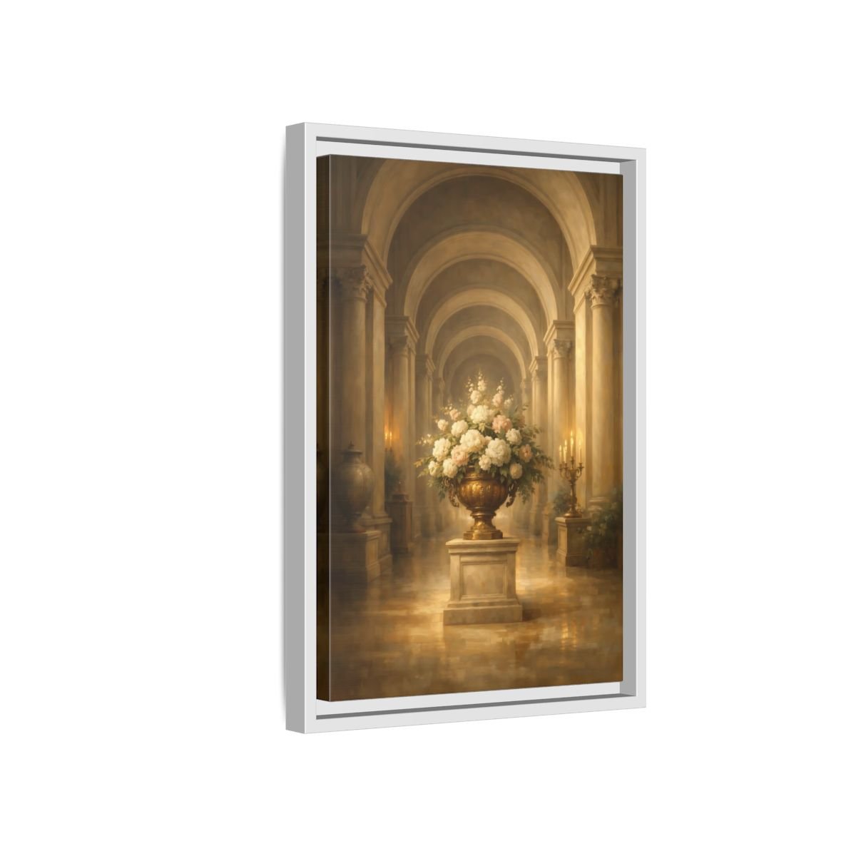 Vintage Floral Arrangement Gold - Framed Canvas Wall Art Print - YesArtYes