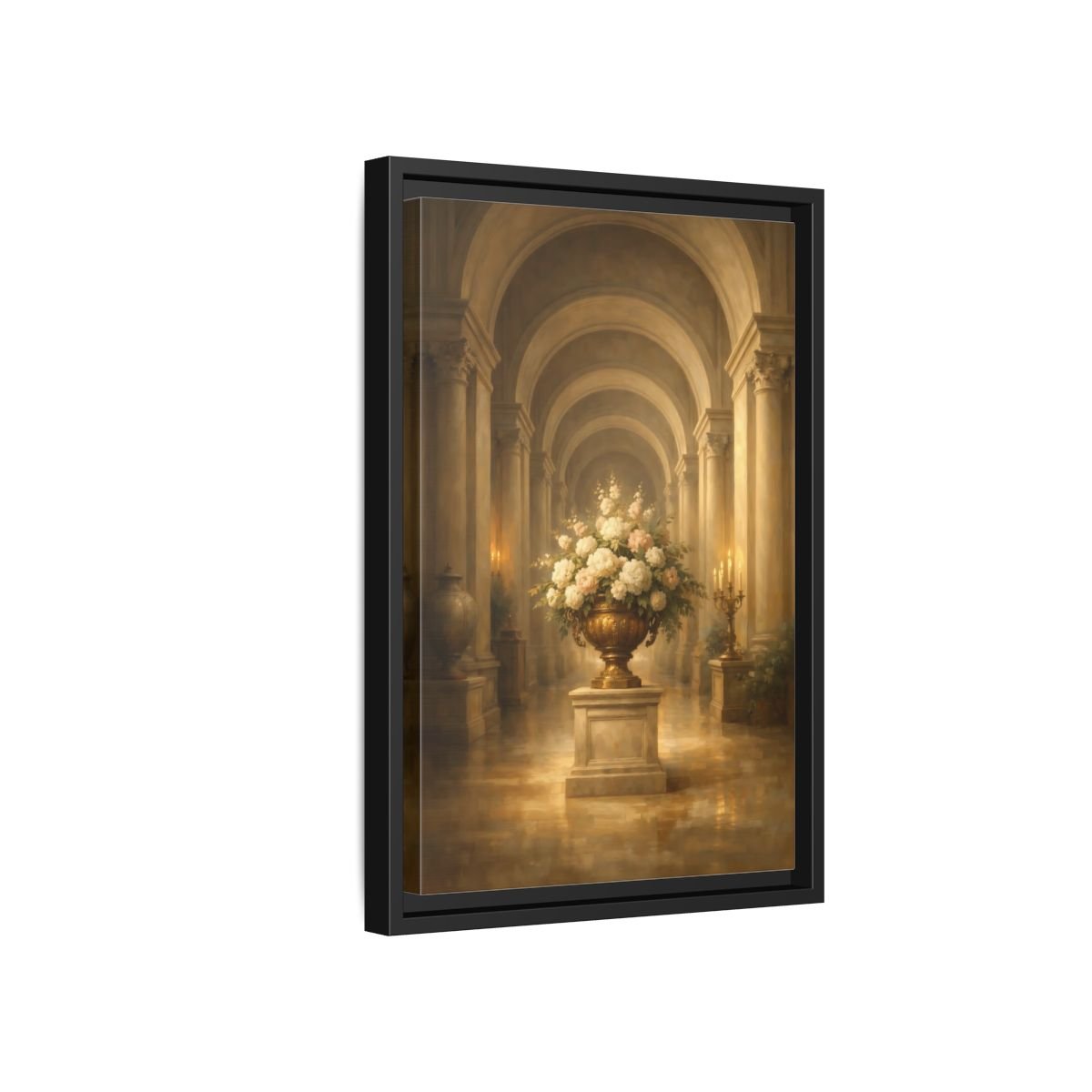 Vintage Floral Arrangement Gold - Framed Canvas Wall Art Print - YesArtYes