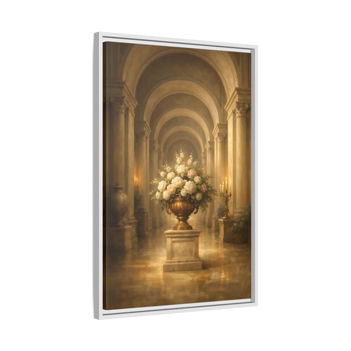 Vintage Floral Arrangement Gold - Framed Canvas Wall Art Print - YesArtYes