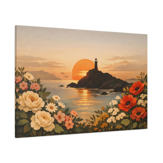 Vintage Floral Coast shown as stretched canvas wall art
