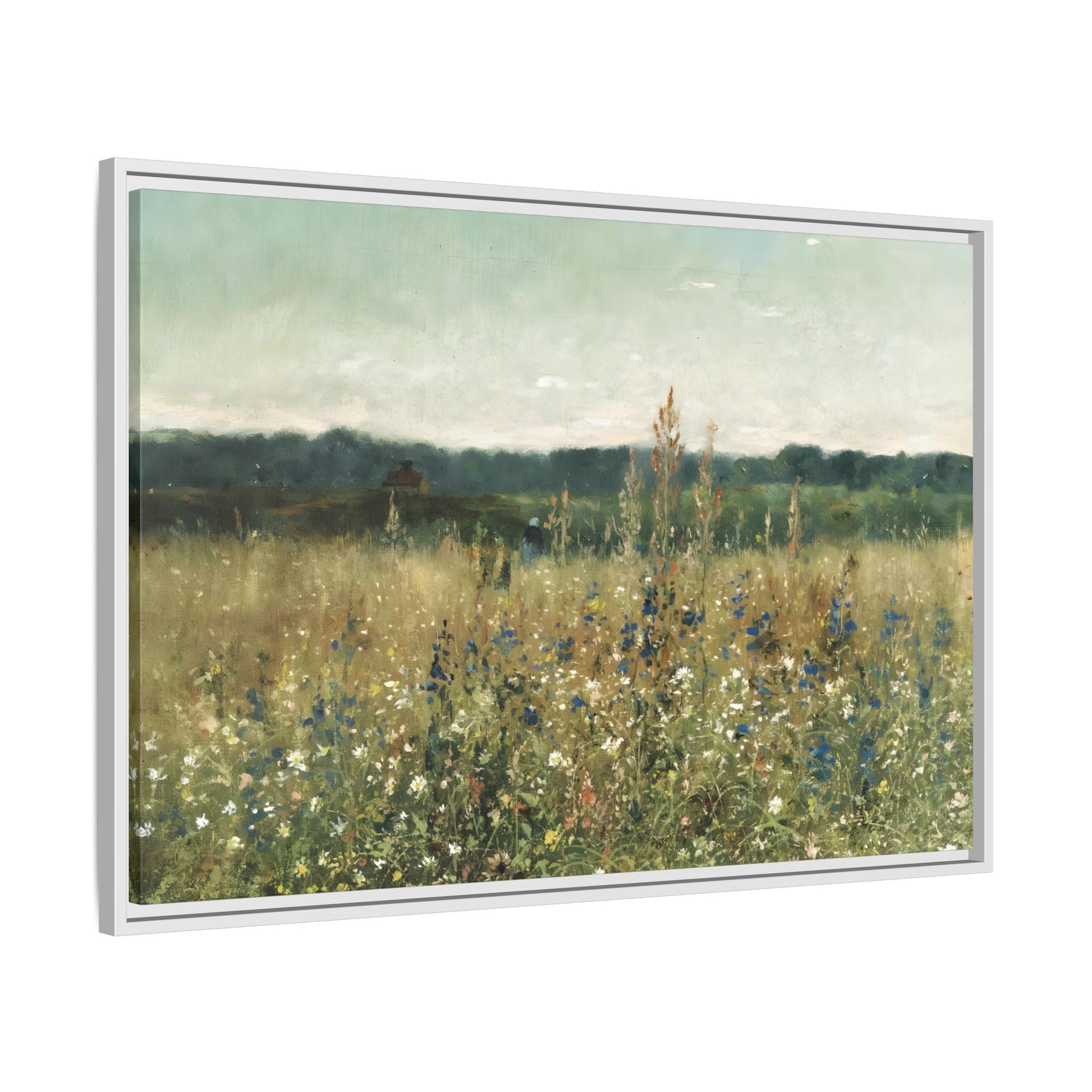 Vintage Flowers Canvas Wall Art Print - Framed Flower Wild Field