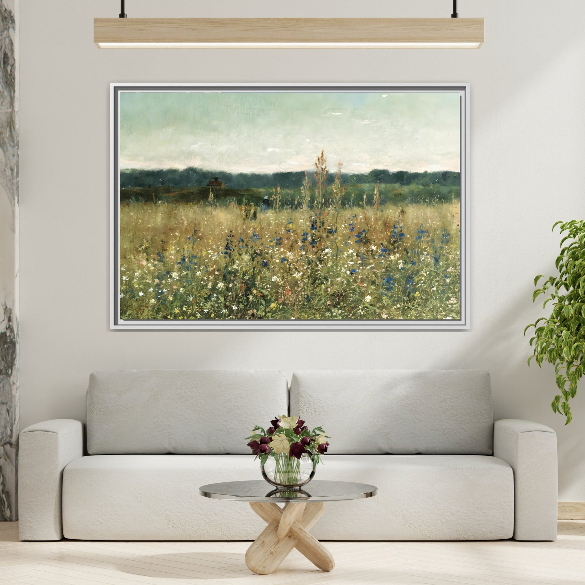 Vintage Flowers Canvas Wall Art Print - Framed Flower Wild Field