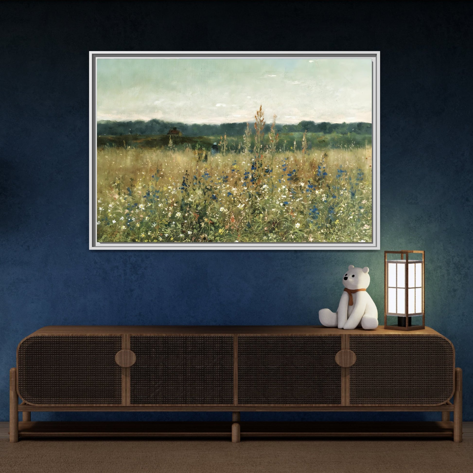 Vintage Flowers Canvas Wall Art Print - Framed Flower Wild Field