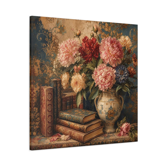 Main Mockup. Vintage Flowers Vintage Floral shown as stretched canvas wall art