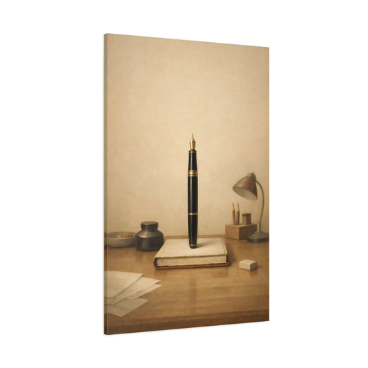 Vintage Fountain Pen Fountain Pen Brown shown as stretched canvas wall art