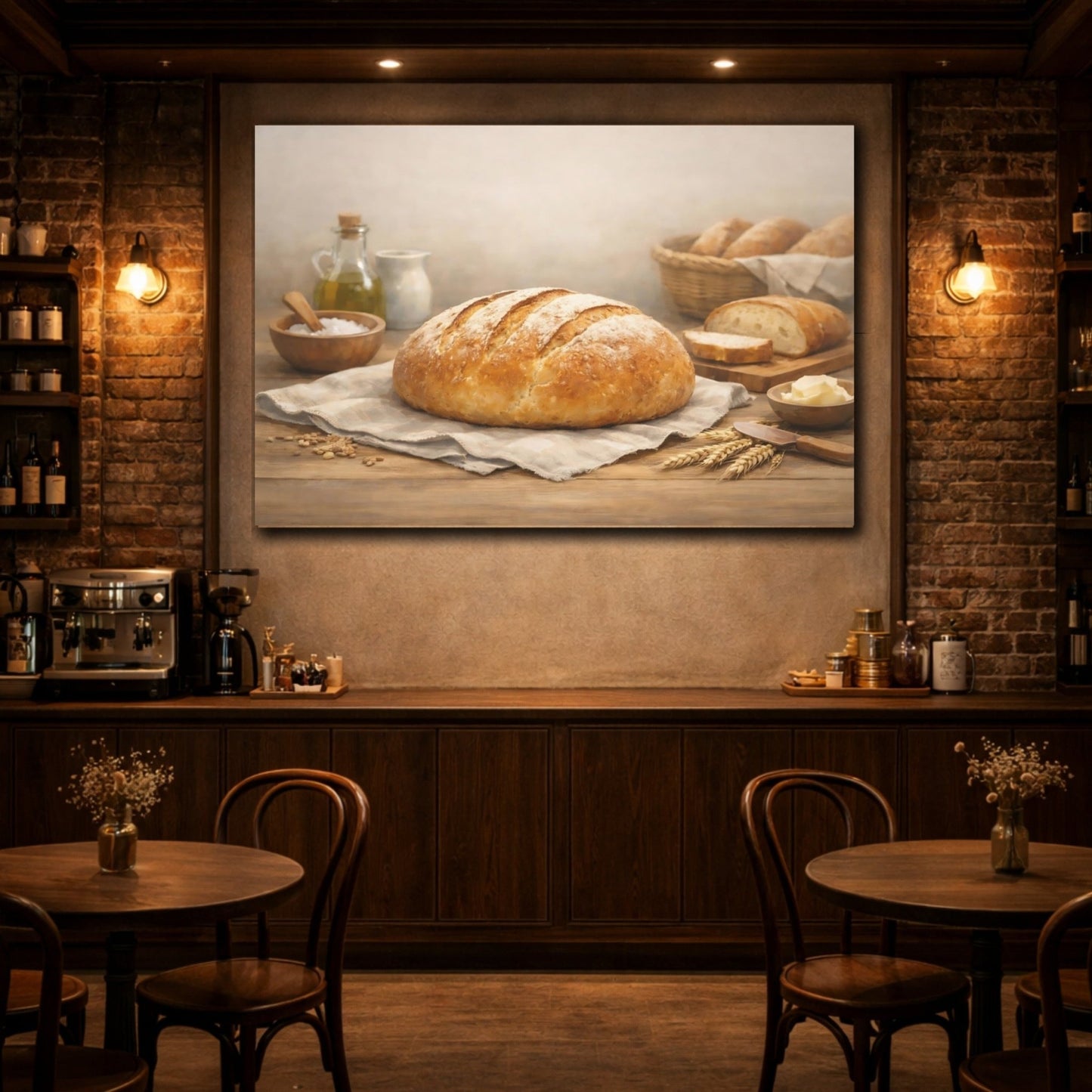 Vintage Fresh Bread Rustic - Canvas Wall Art Print - YesArtYes