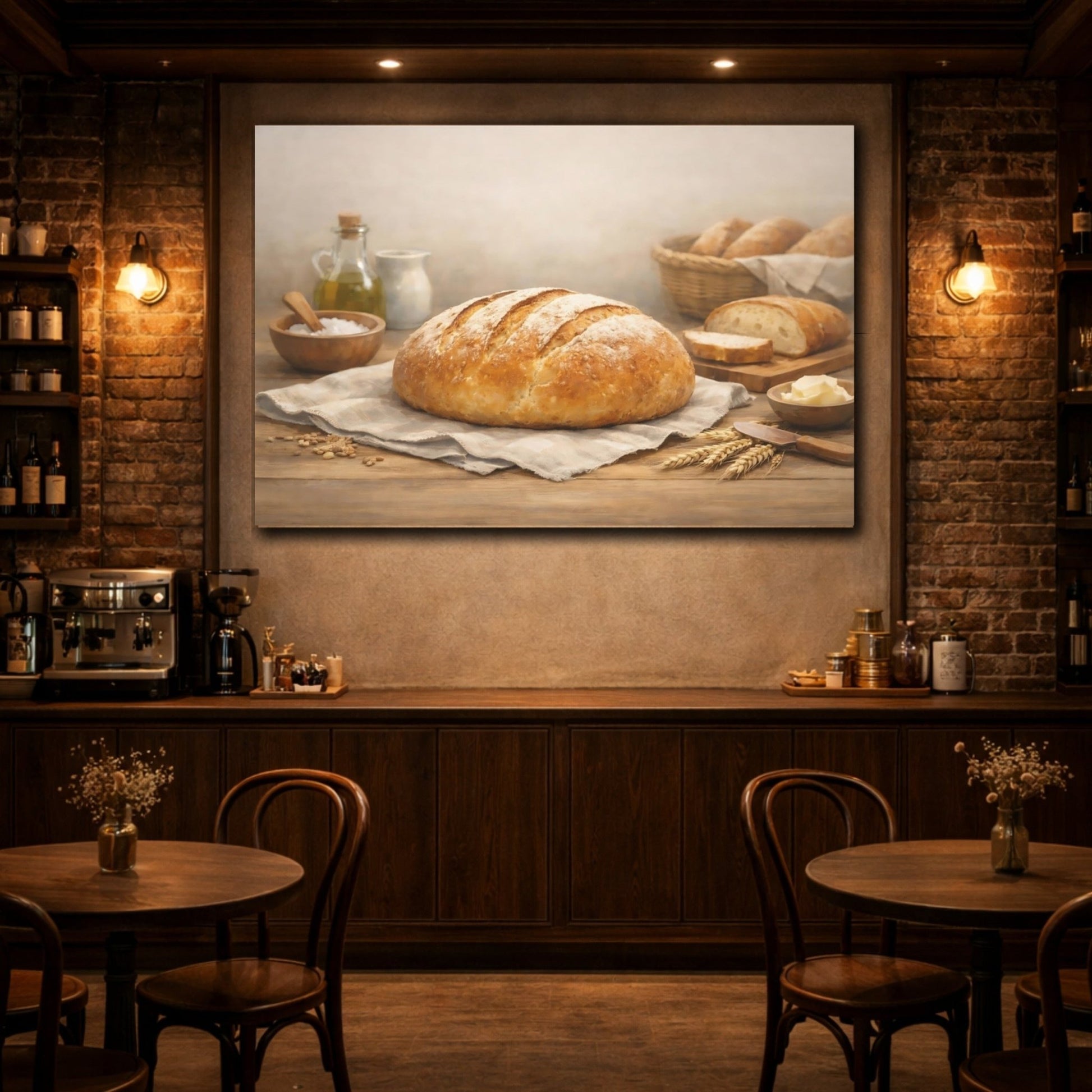 Vintage Fresh Bread Rustic - Canvas Wall Art Print - YesArtYes