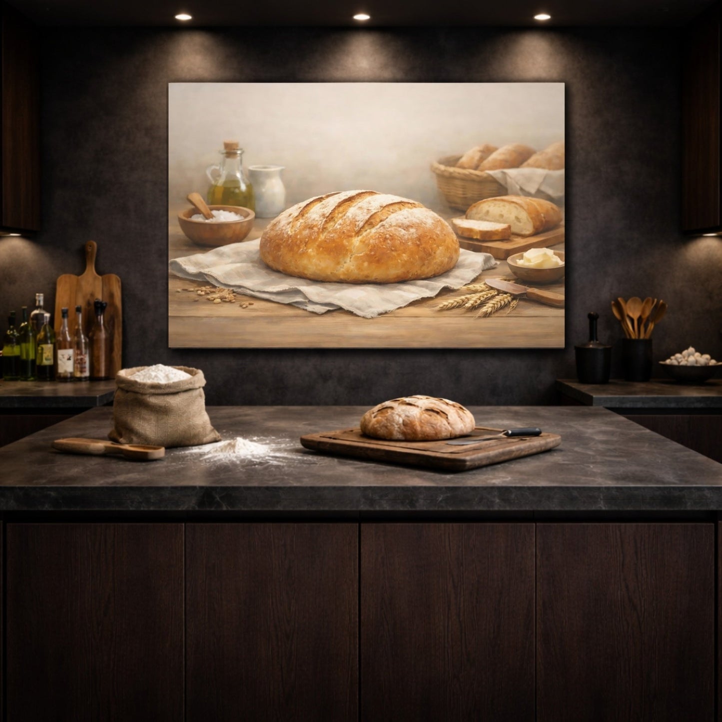 Vintage Fresh Bread Rustic - Canvas Wall Art Print - YesArtYes