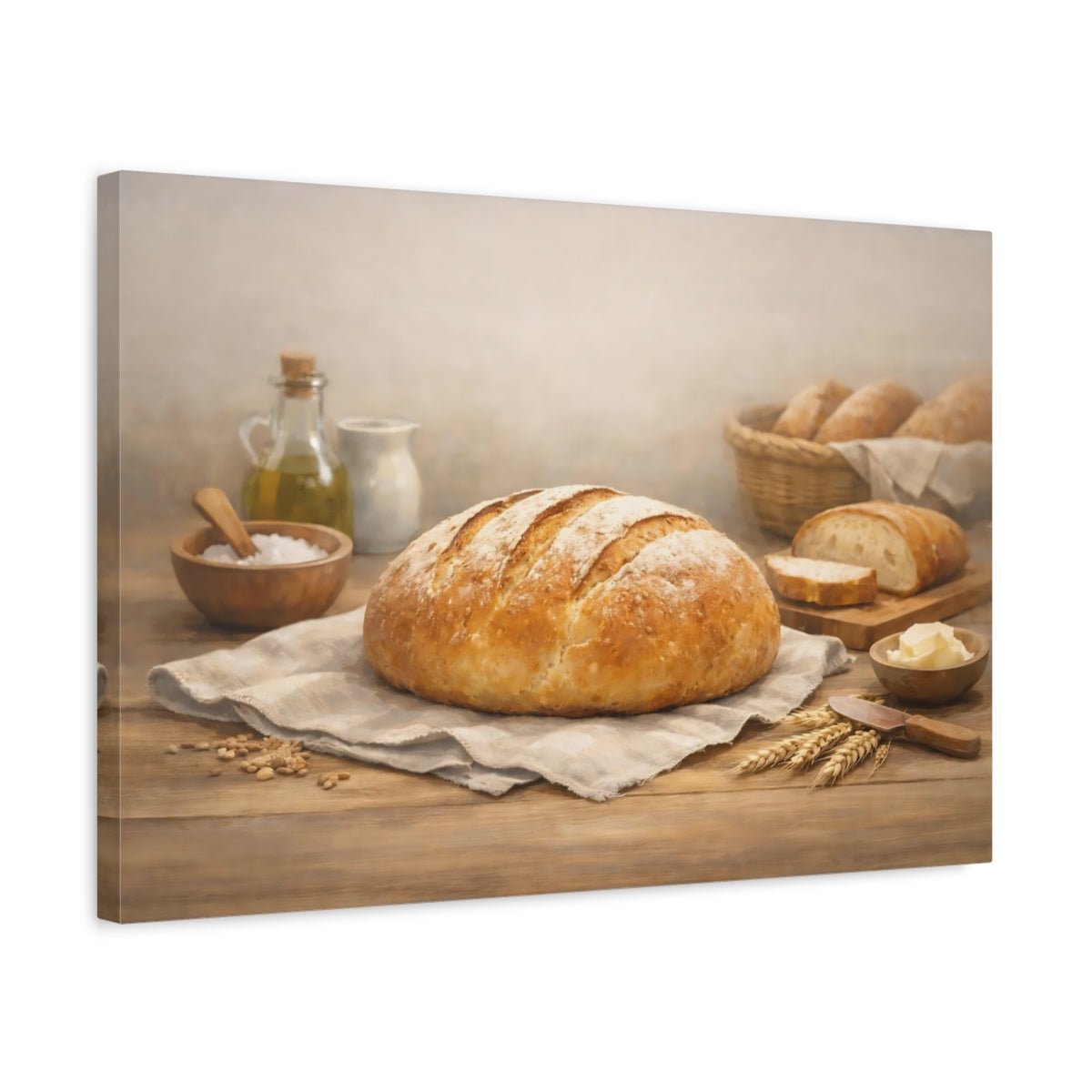 Vintage Fresh Bread Rustic - Canvas Wall Art Print - YesArtYes