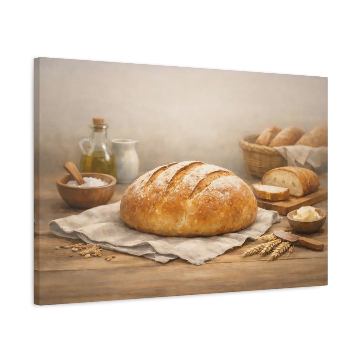 Vintage Fresh Bread Rustic - Canvas Wall Art Print - YesArtYes