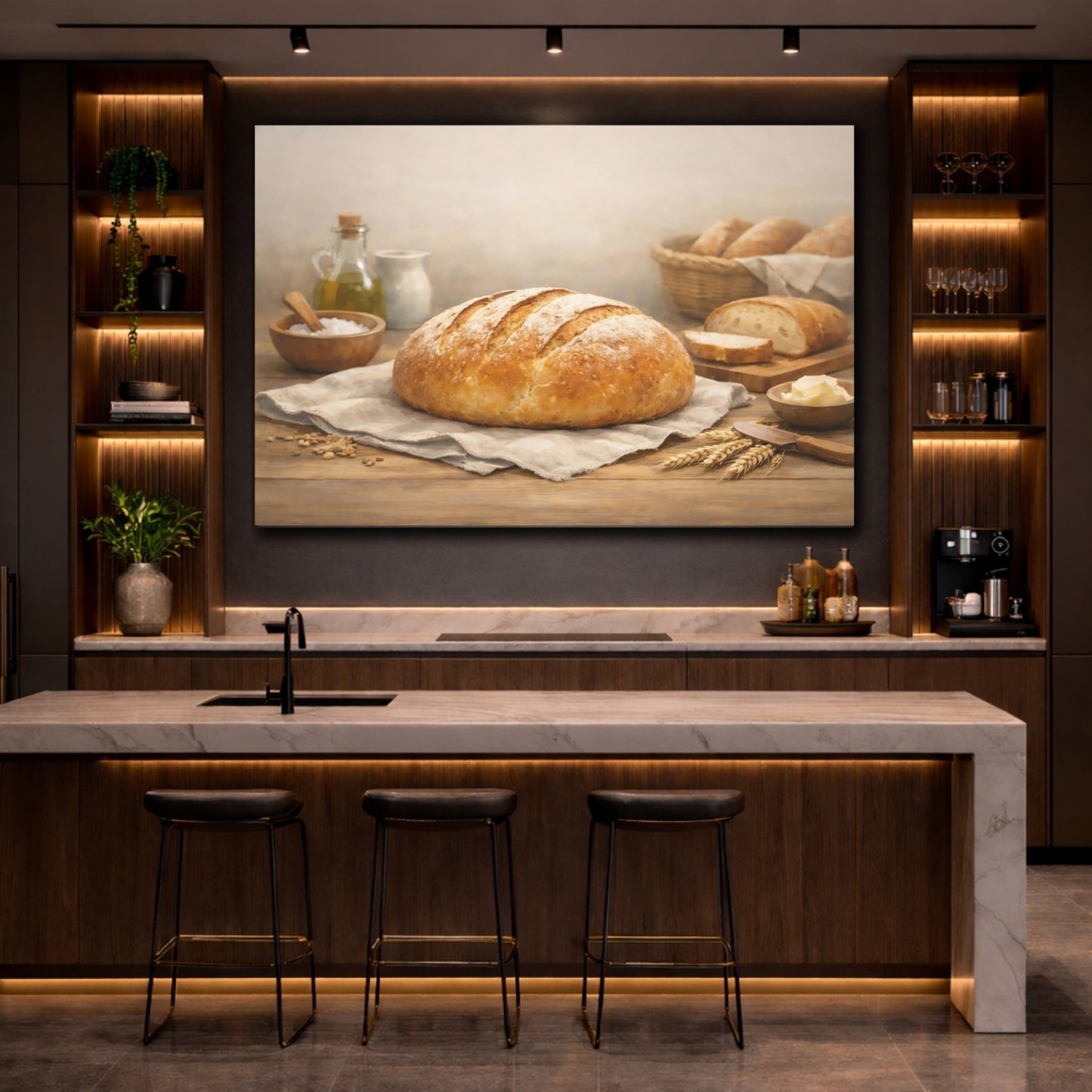 Vintage Fresh Bread Rustic - Canvas Wall Art Print - YesArtYes
