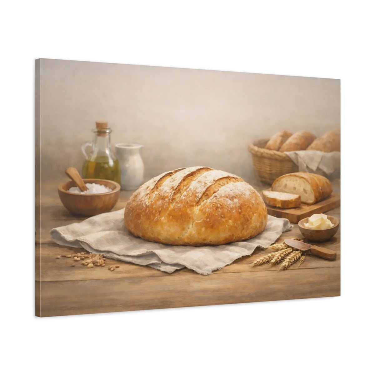 Vintage Fresh Bread Rustic - Canvas Wall Art Print - YesArtYes