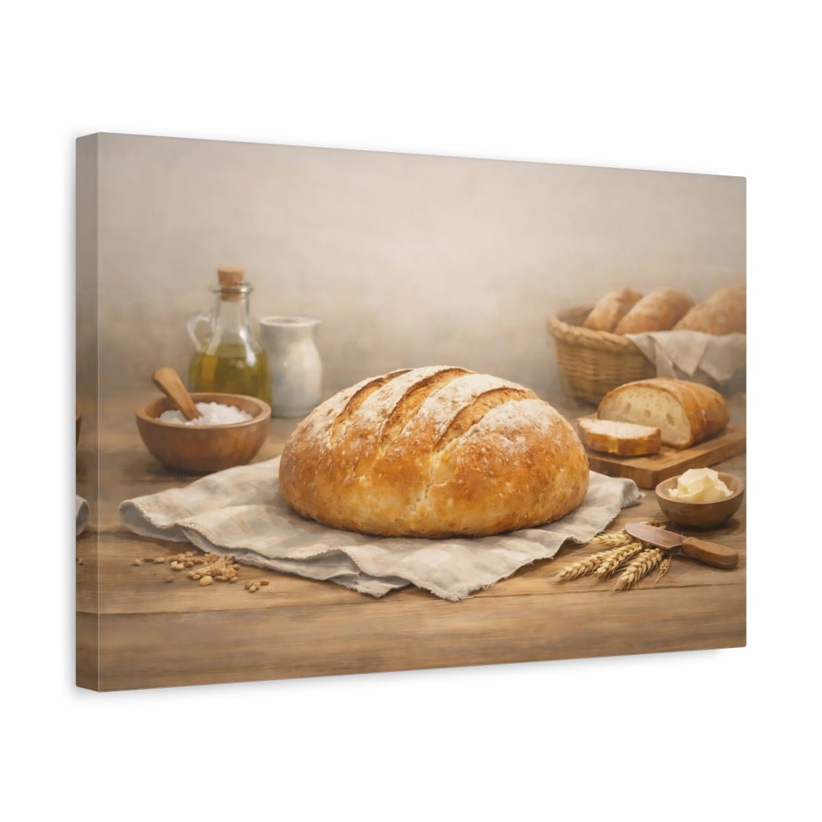 Vintage Fresh Bread Rustic - Canvas Wall Art Print - YesArtYes