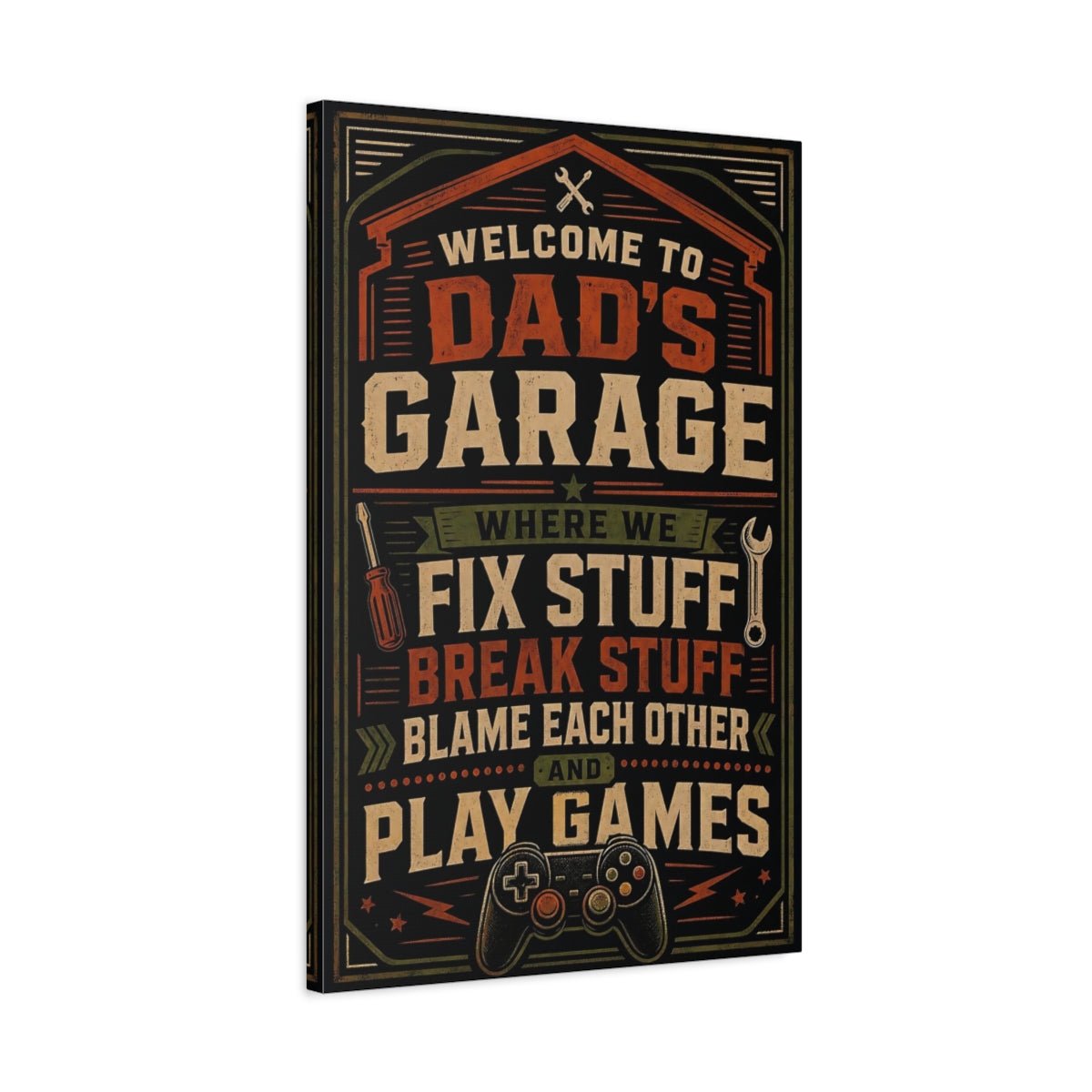Vintage Garage Sign Dad S Canvas Wall Art Print – Retro Gallery - YesArtYes