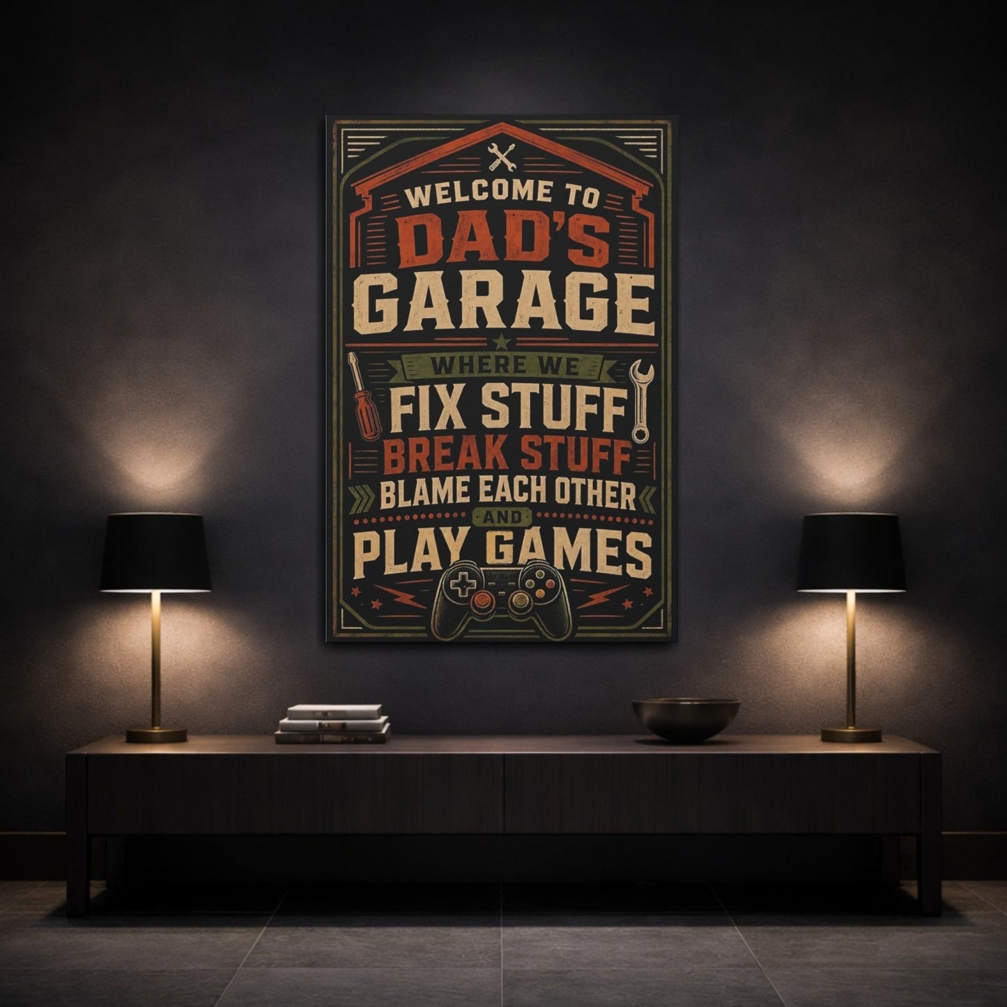 Vintage Garage Sign Dad S Canvas Wall Art Print – Retro Gallery - YesArtYes