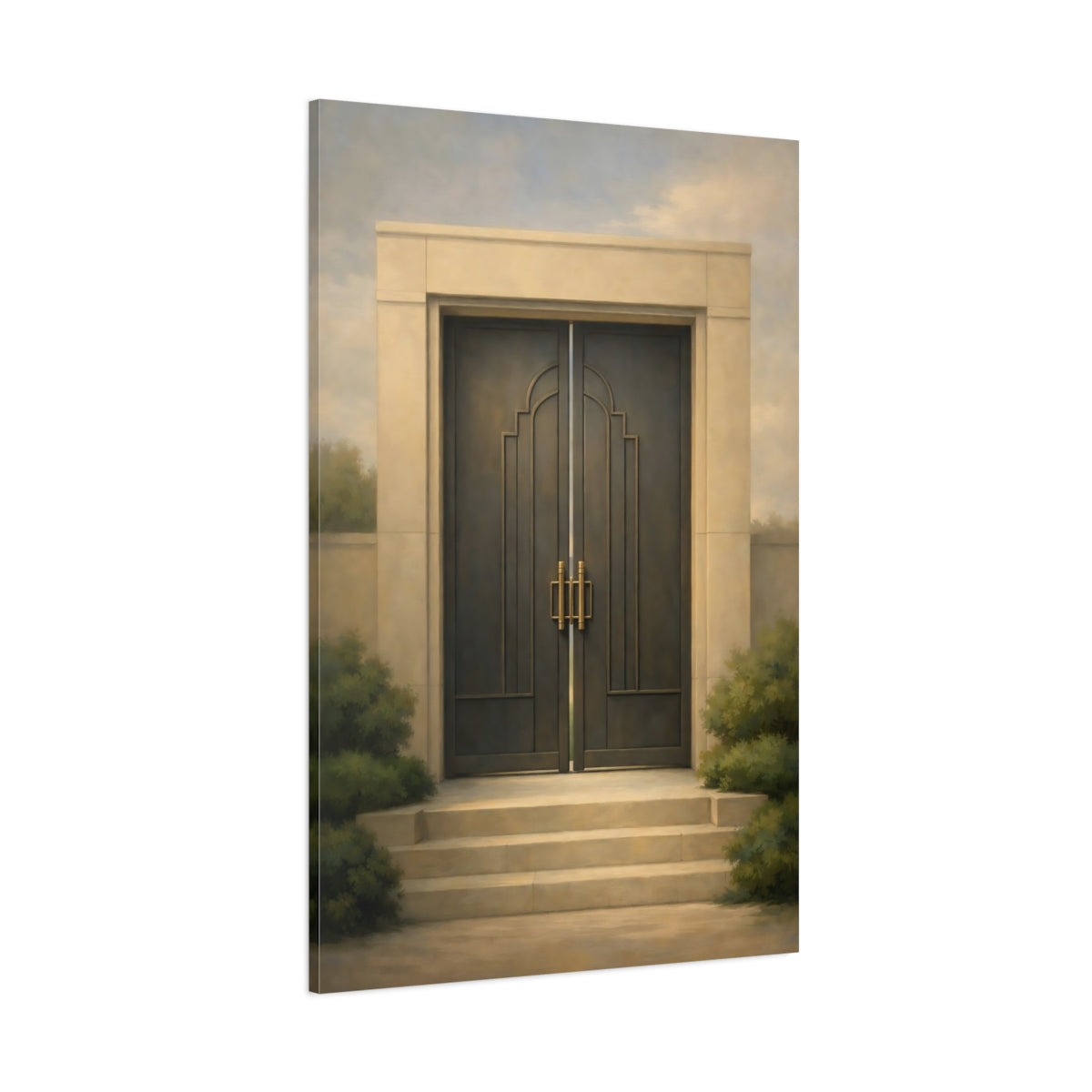 Main Mockup. Vintage Grand Door Elegant Doorway Art shown as stretched canvas wall art