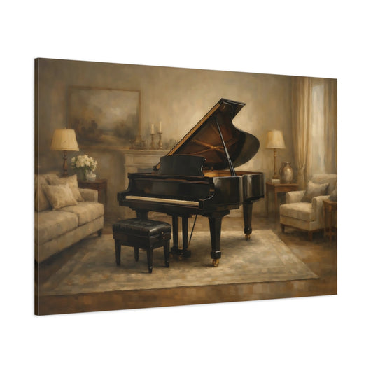 Main Mockup. Vintage Grand Piano Elegant Piano shown as stretched canvas wall art
