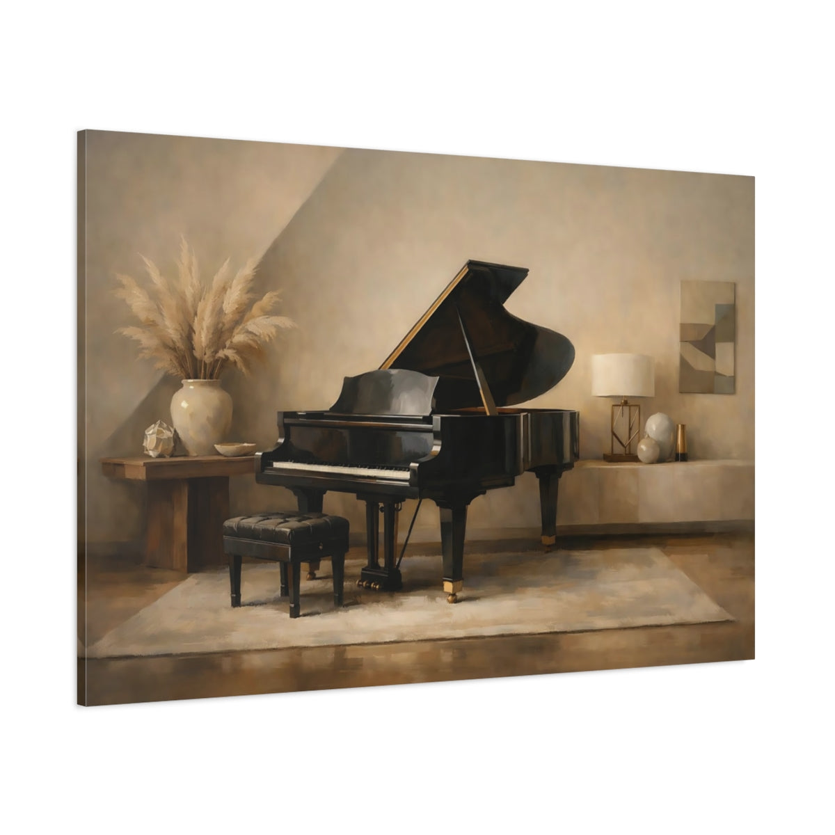 Main Mockup. Vintage Grand Piano Grand Piano Interior shown as stretched canvas wall art