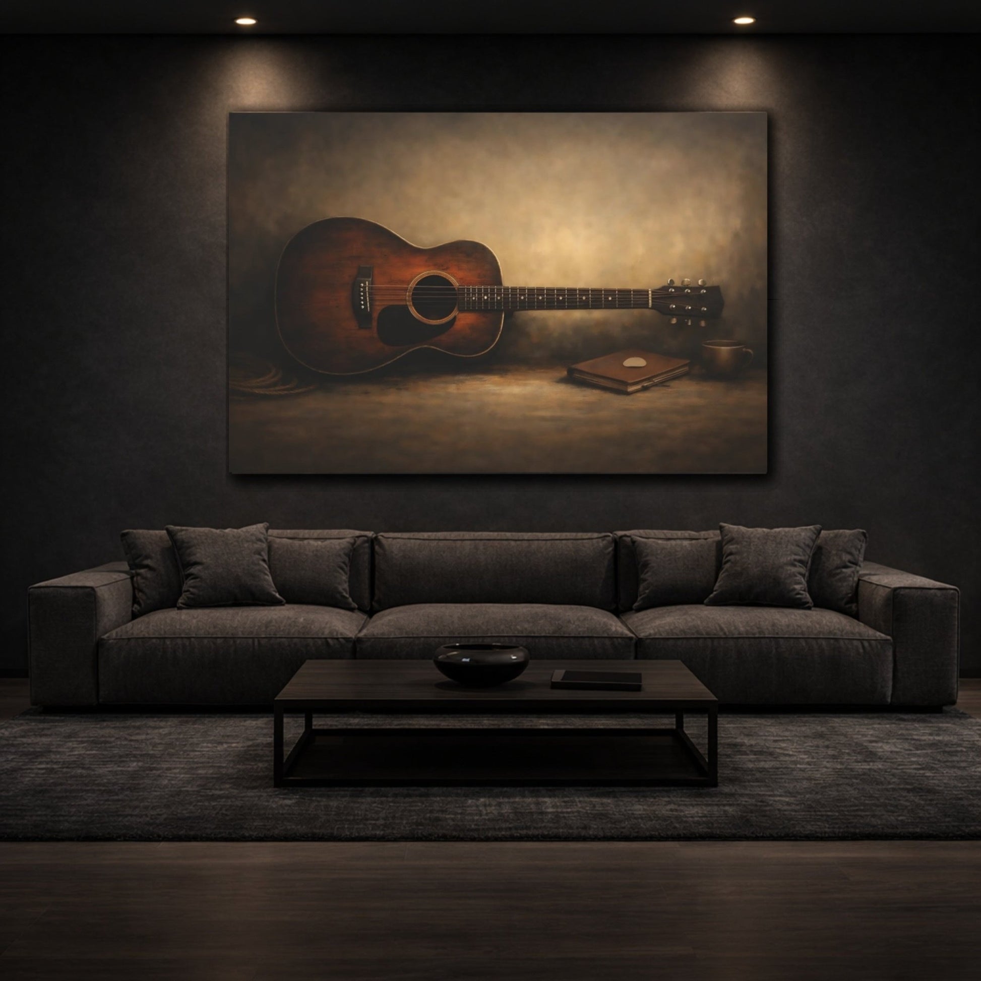 Vintage Guitar Rustic - Canvas Wall Art Print - YesArtYes