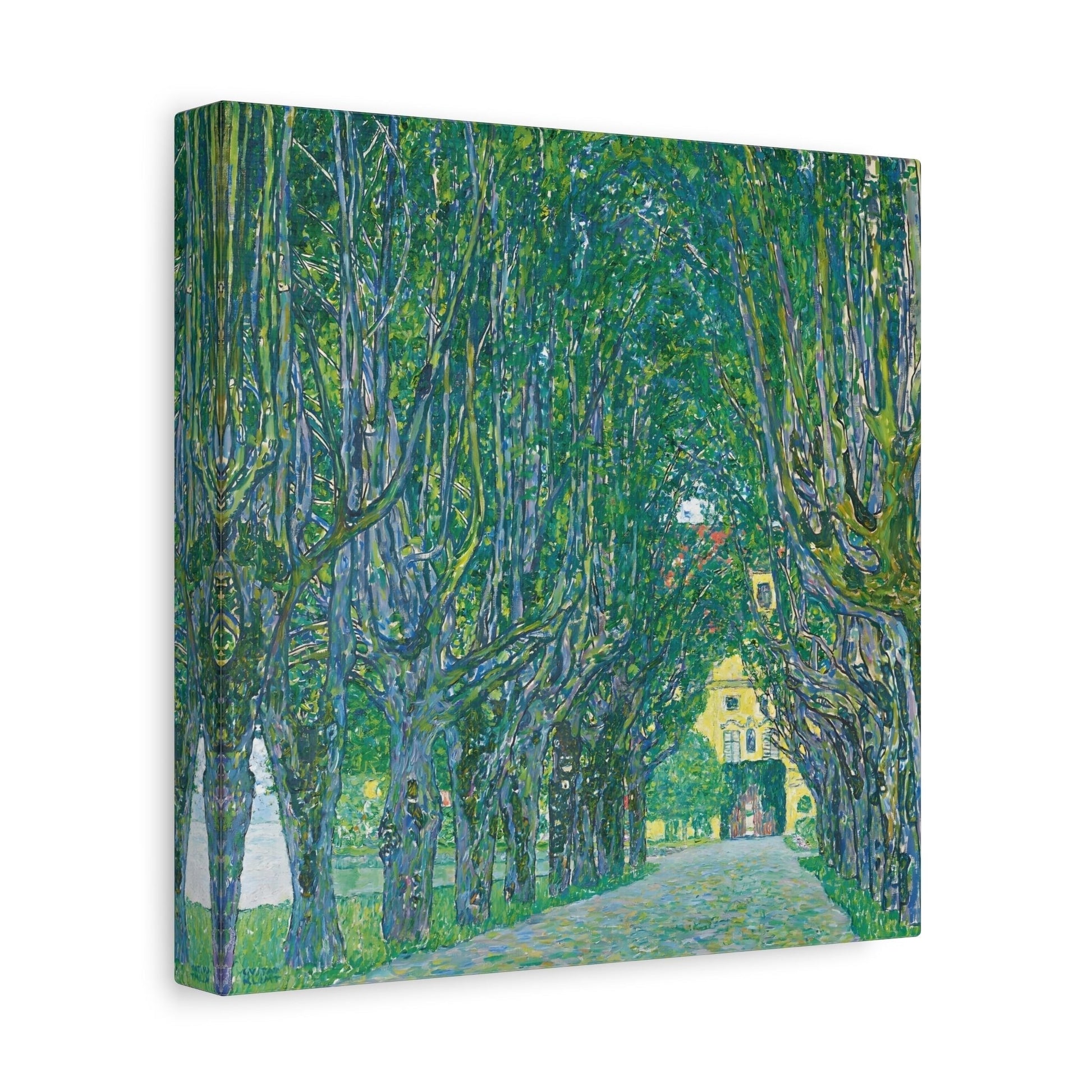 Vintage Gustav Klimt Avenue in the Park Landscape - Famous Green Tree Square Canvas Wall Art Print - YesArtYes